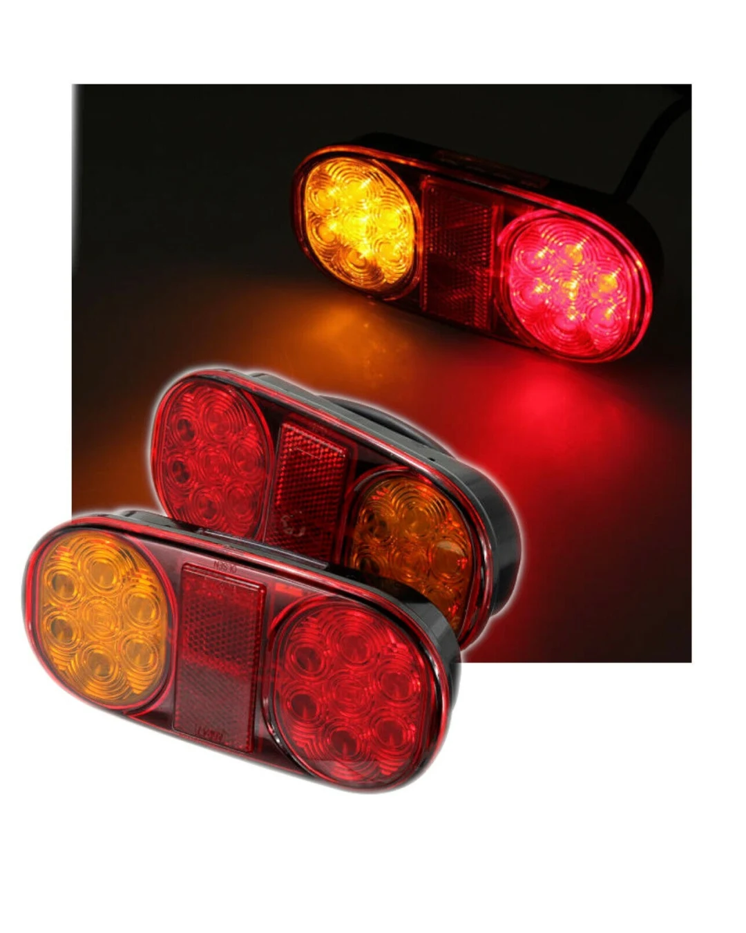 Комплект 2 броя LED Лед Диодни Стопове, 12V, 160мм x 80мм, За Камион, Ремарке, Бус, Каравана, Кемпер, Е-Mark