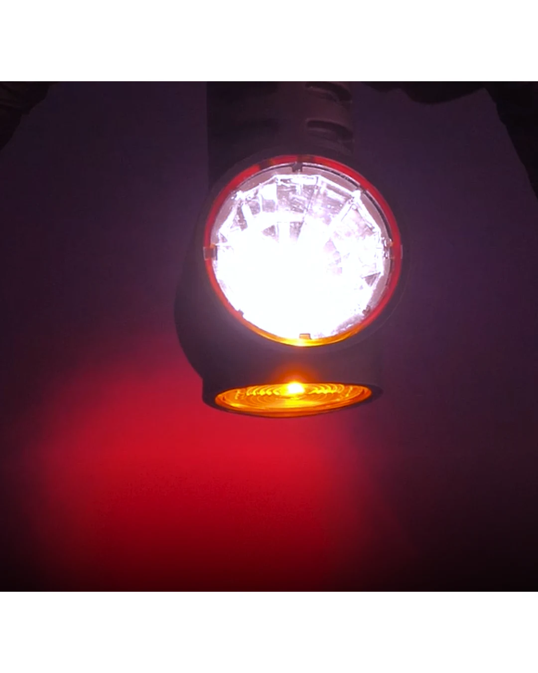Комплект 2 броя LED Лед Габарит, Рогче, 12.5см, 12V-24V, 3 SMD Диода, Тройна Функция, Червена, Бяла, Жълта Светлина, 3D Светлинен Ефект