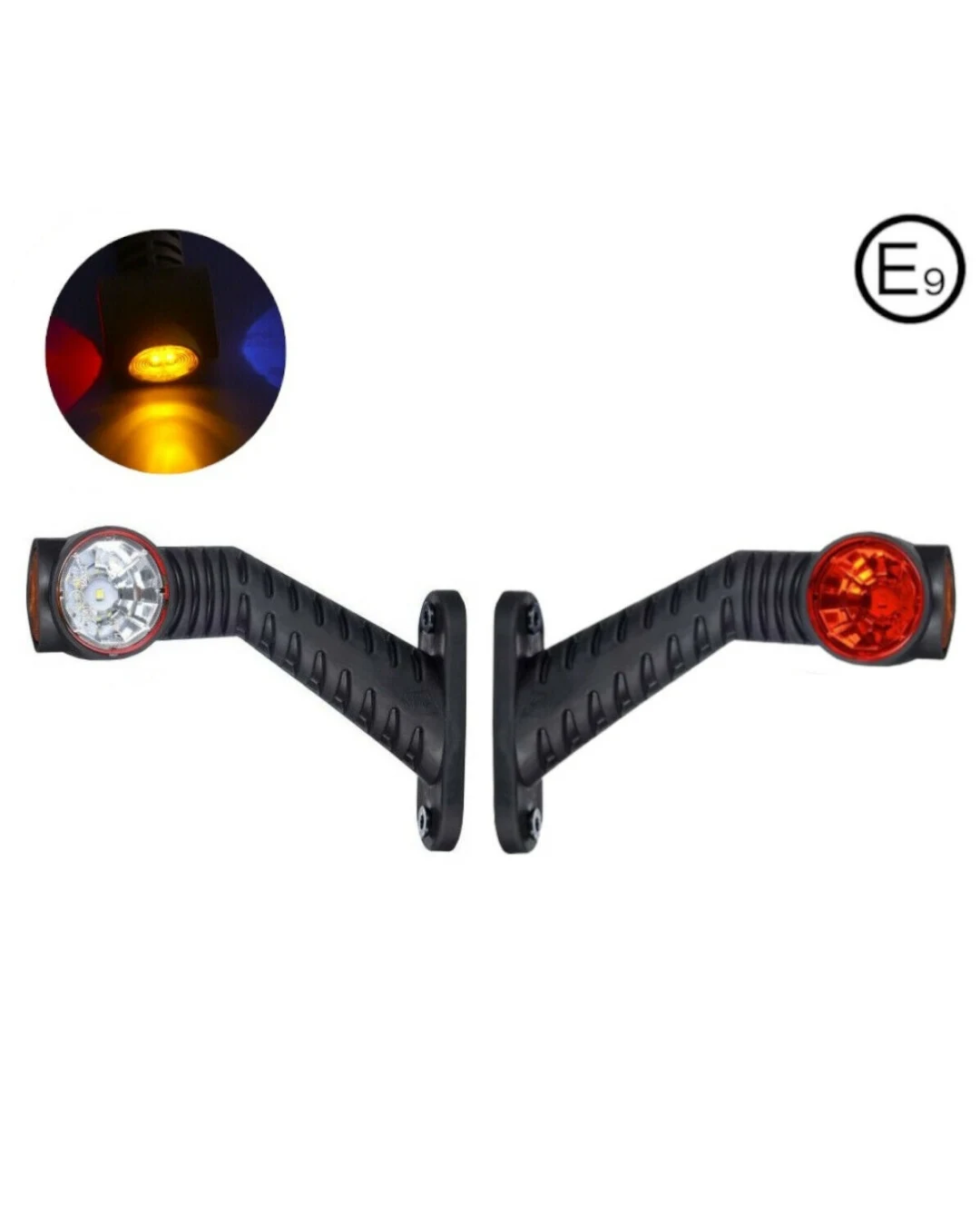 Комплект 2 броя LED Лед Габарит, Рогче, 17.5см, 12V-24V, 3 SMD Диода, Тройна Функция, Червена, Бяла, Жълта Светлина, 3D Светлинен Ефект