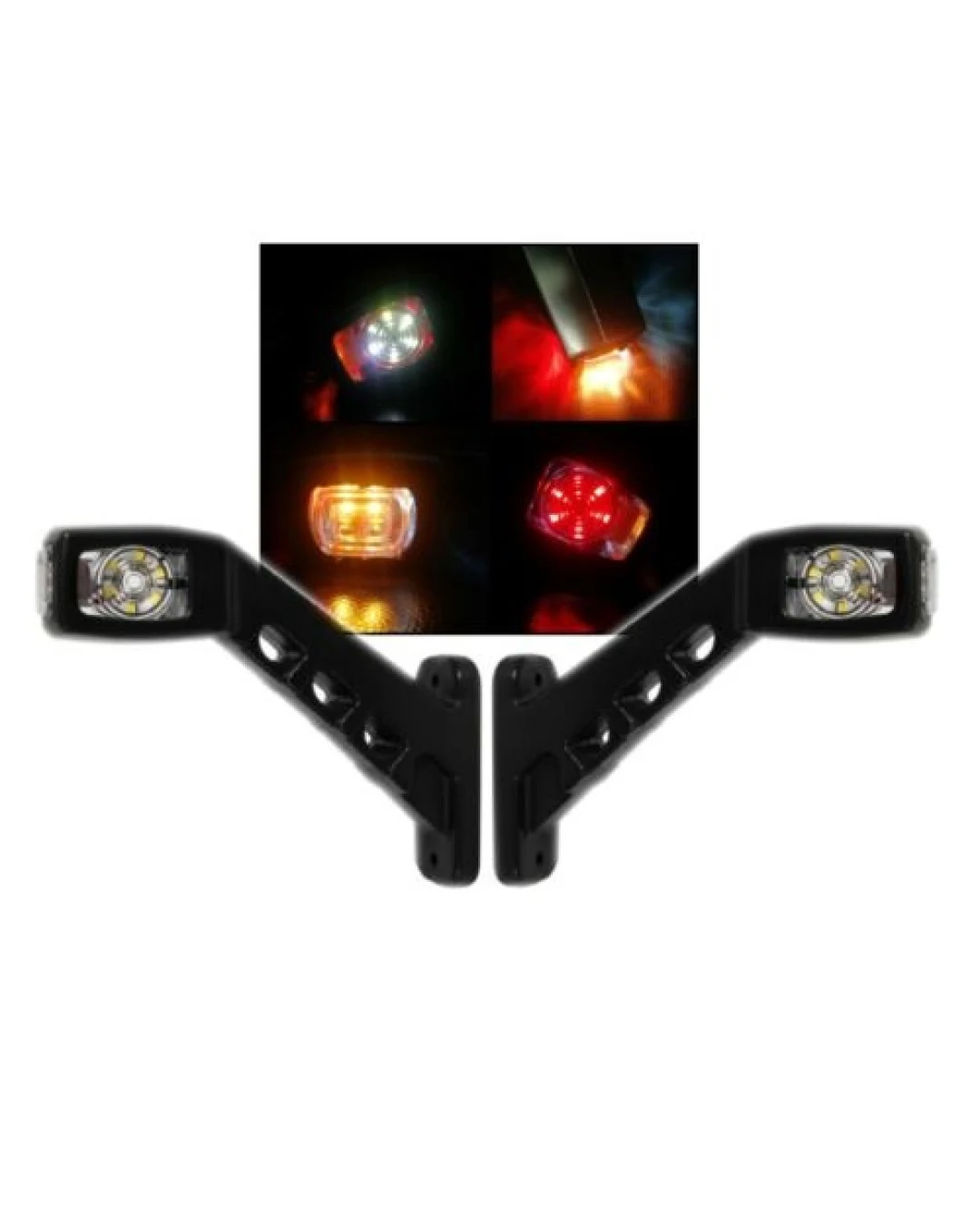Комплект 2 броя ЛЕД LED странични гумени рогчета / маркери, габаритни светлини за камиони, тир, ремарке, каравана - 12V / 24V - бяло, oранжево, червено