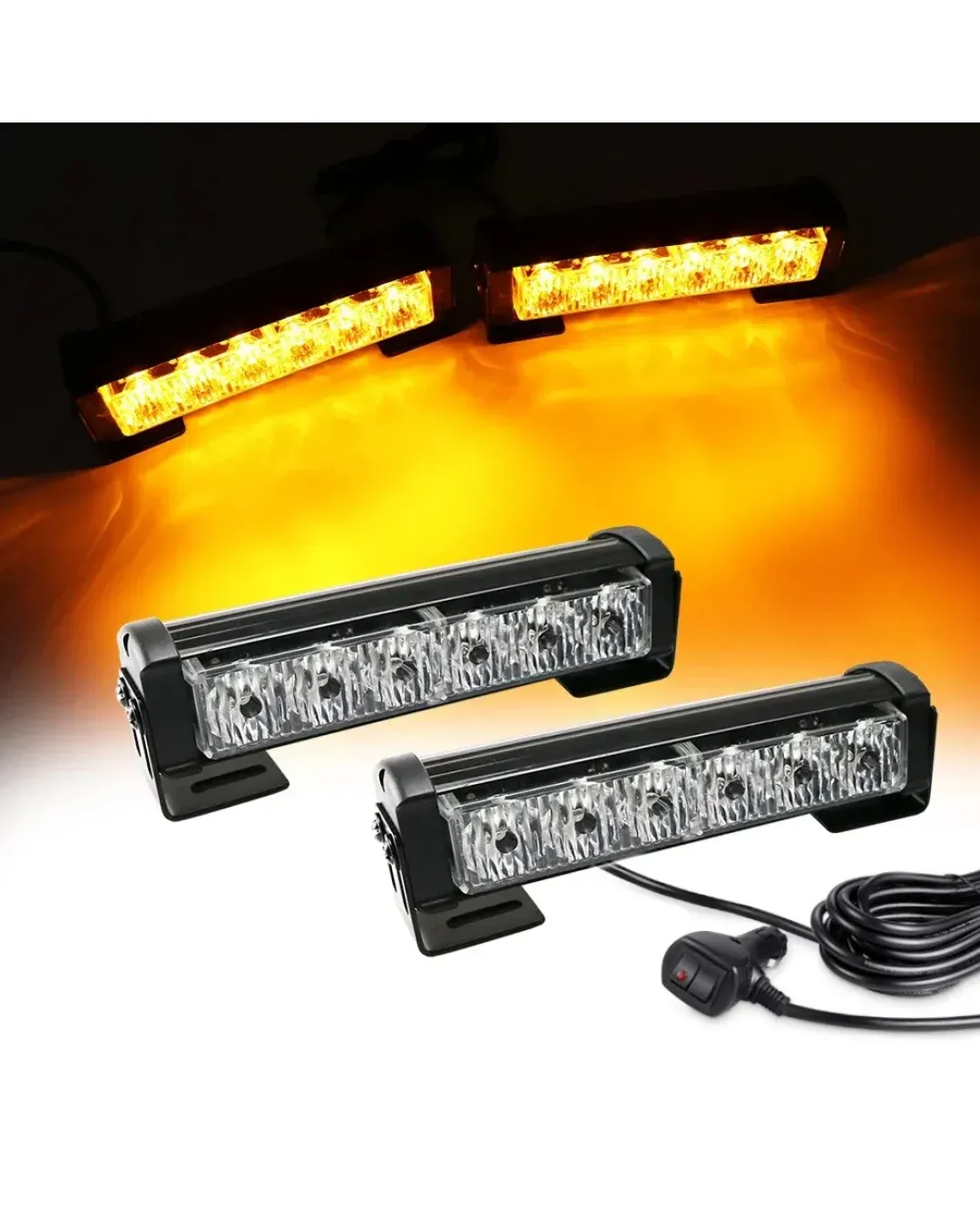 Комплект 2 Броя по 17 cm Сигнална Аварийна Блиц Маяк LED Лампа За Пътна Помощ Платформа 12V-24V 14 режима