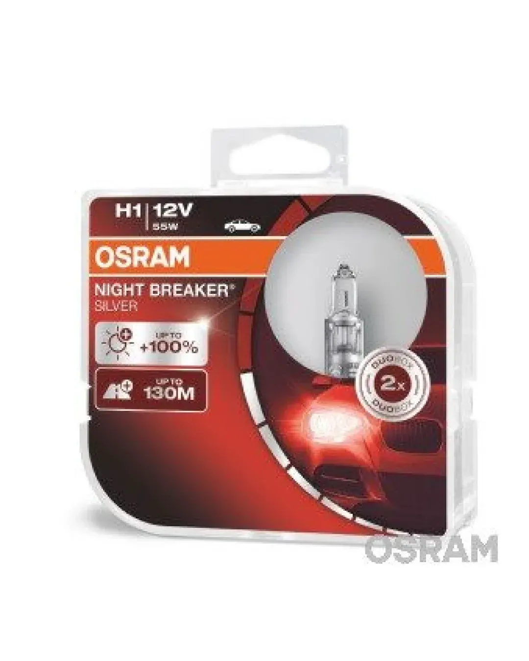 Комплект 2 халогенни крушки Osram H1 Night Breaker Silver +100%, 55W, 12V, P14.5S