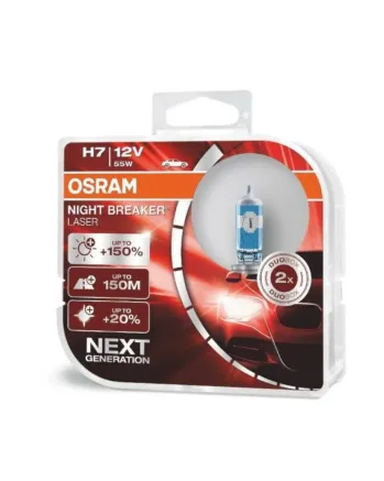 Комплект 2 халогенни крушки Osram H7 Night Breaker Laser Next Gen +150%, 55W ,12V, PX26D