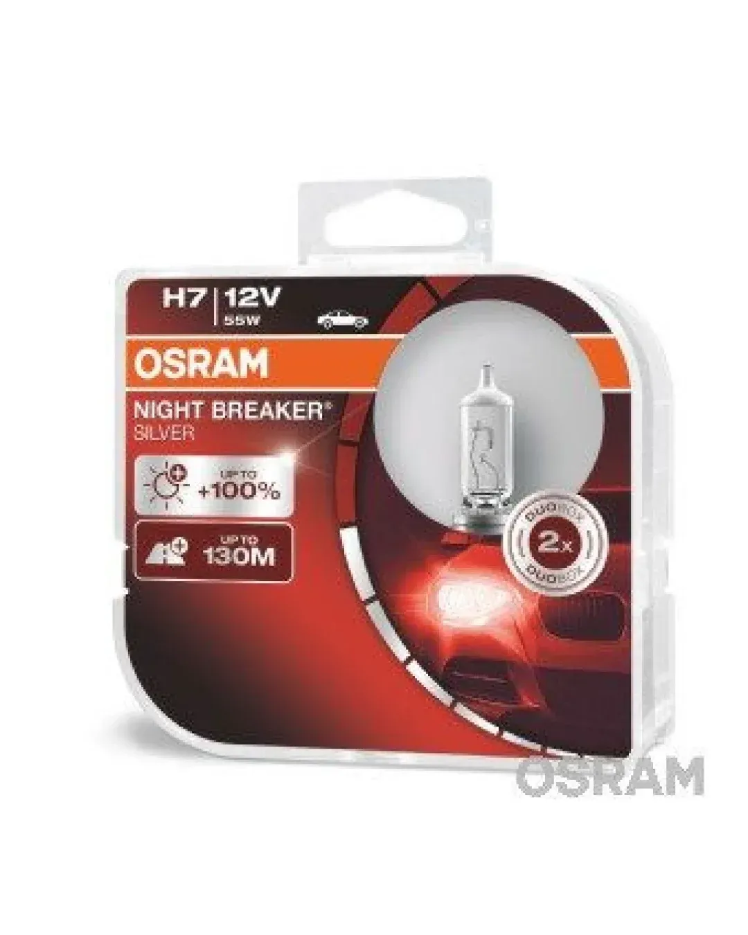 Комплект 2 халогенни крушки Osram H7 Night Breaker Silver +100%,55W, 12V, PX26D