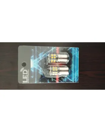 Комплект 2бр. LED Лед Крушки, 30 SMD, BAU15S 1156 (PY21W), 12V, оранжева светлина canbus, разминати пинове (150°)