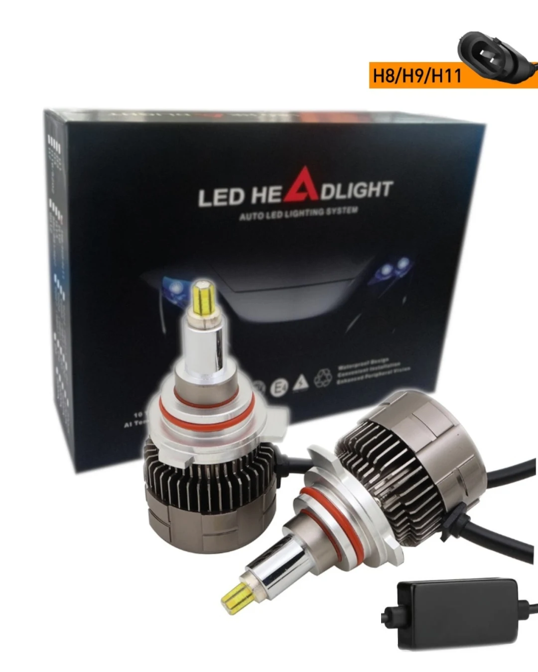 Комплект 3D CSP LED диодни крушки H11 H8 H9 12V 100W 20000lm за фарове Canbus без грешки 360° градуса