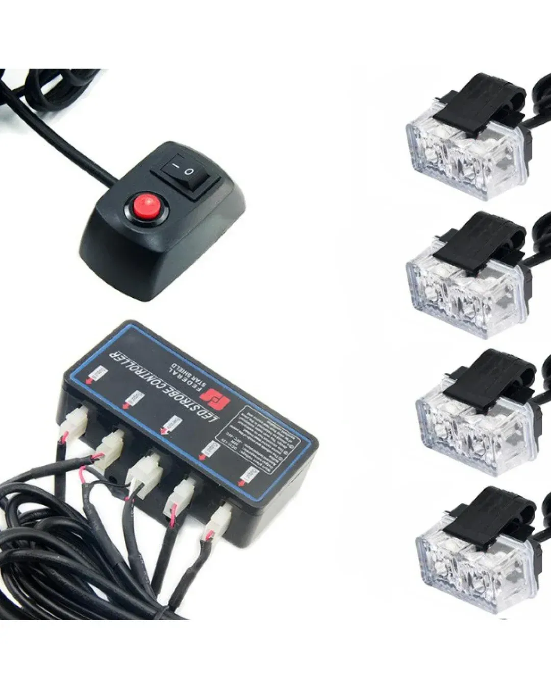 Комплект 4 Броя С Контролер 2 LED Лед Диодна Сигнална Аварийна Блиц Мигаща Светлина Пътна Помощ Платформа 12V