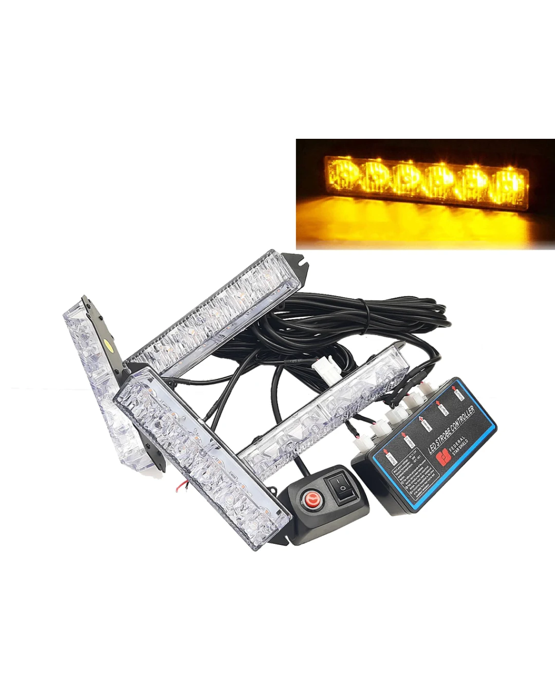 Комплект 4 Броя С Контролер 6 LED Лед Диодна Сигнална Аварийна Блиц Мигаща Светлина Пътна Помощ Платформа 12V