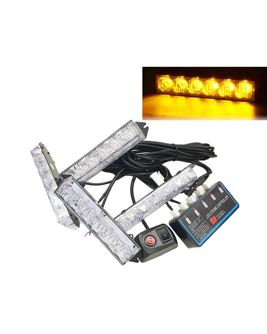 Комплект 4 Броя С Контролер 6 LED Лед Диодна Сигнална Аварийна Блиц Мигаща Светлина Пътна Помощ Платформа 12V