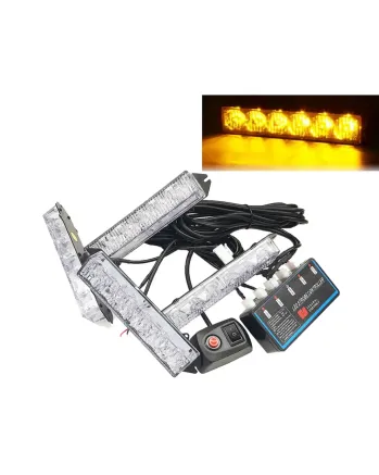 Комплект 4 Броя С Контролер 6 LED Лед Диодна Сигнална Аварийна Блиц Мигаща Светлина Пътна Помощ Платформа 12V