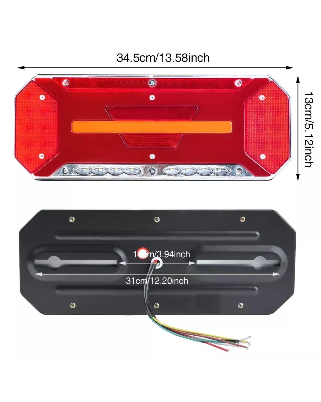 Комплект Диодни Лед LED Стопове 5 функции с Динамичен Бягащ Мигач 12 - 24V 346mm x 130mm