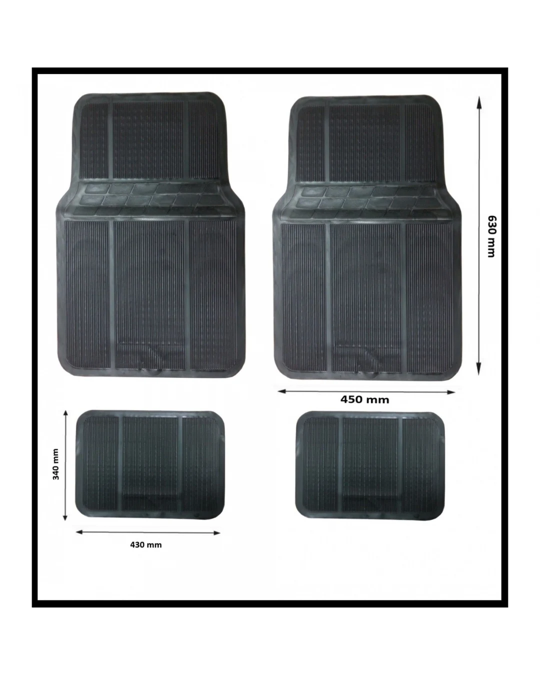 Комплект гумени черни автомобилни стелки предни и задни PVC Универсални 4 броя - STEL054