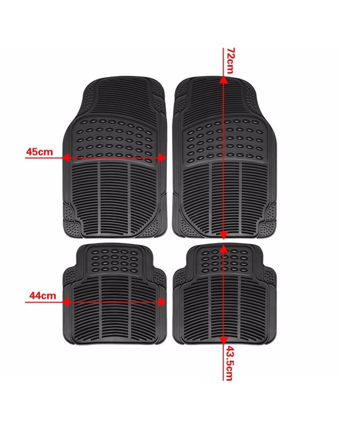 Комплект гумени черни автомобилни стелки предни и задни PVC Универсални 4 броя - STEL055