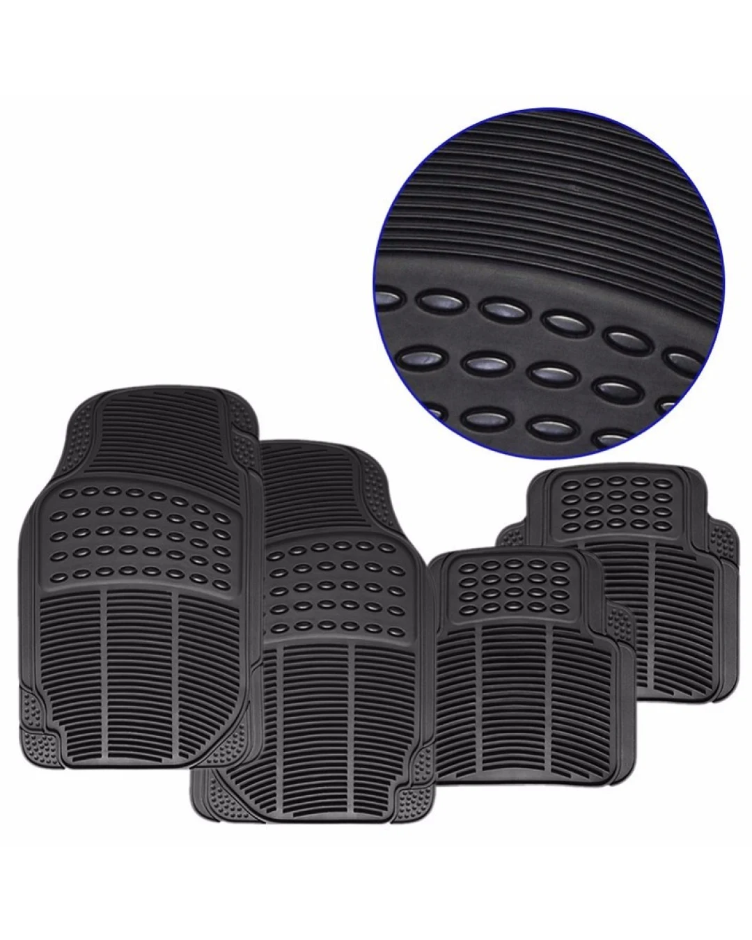 Комплект гумени черни автомобилни стелки предни и задни PVC Универсални 4 броя - STEL055