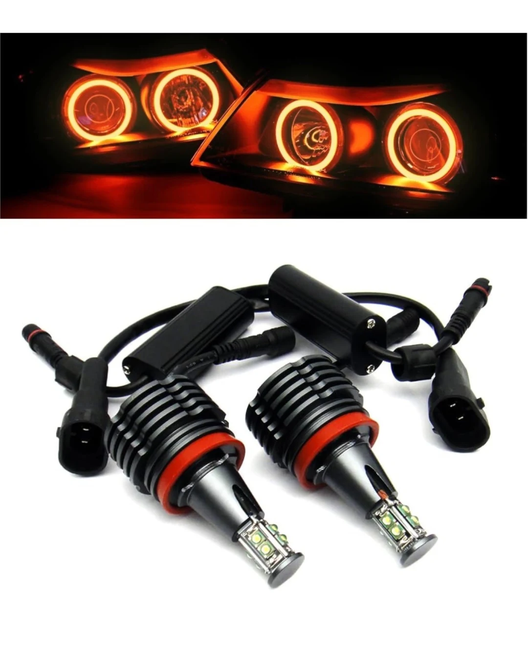 Комплект H8 40W LED Angel Eyes крушки за BMW – CANBUS, жълта / оранжева светлина, OEM 63217760782