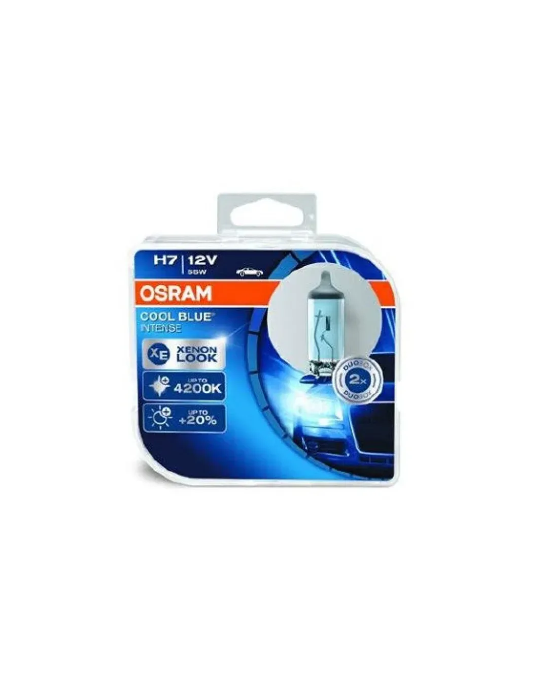 Комплект халогенни крушки за автомобил Osram Cool Blue Intense NEXT GENERATION H7, 64210CBN-HCB, 55W, 12V, PX26D,2бр