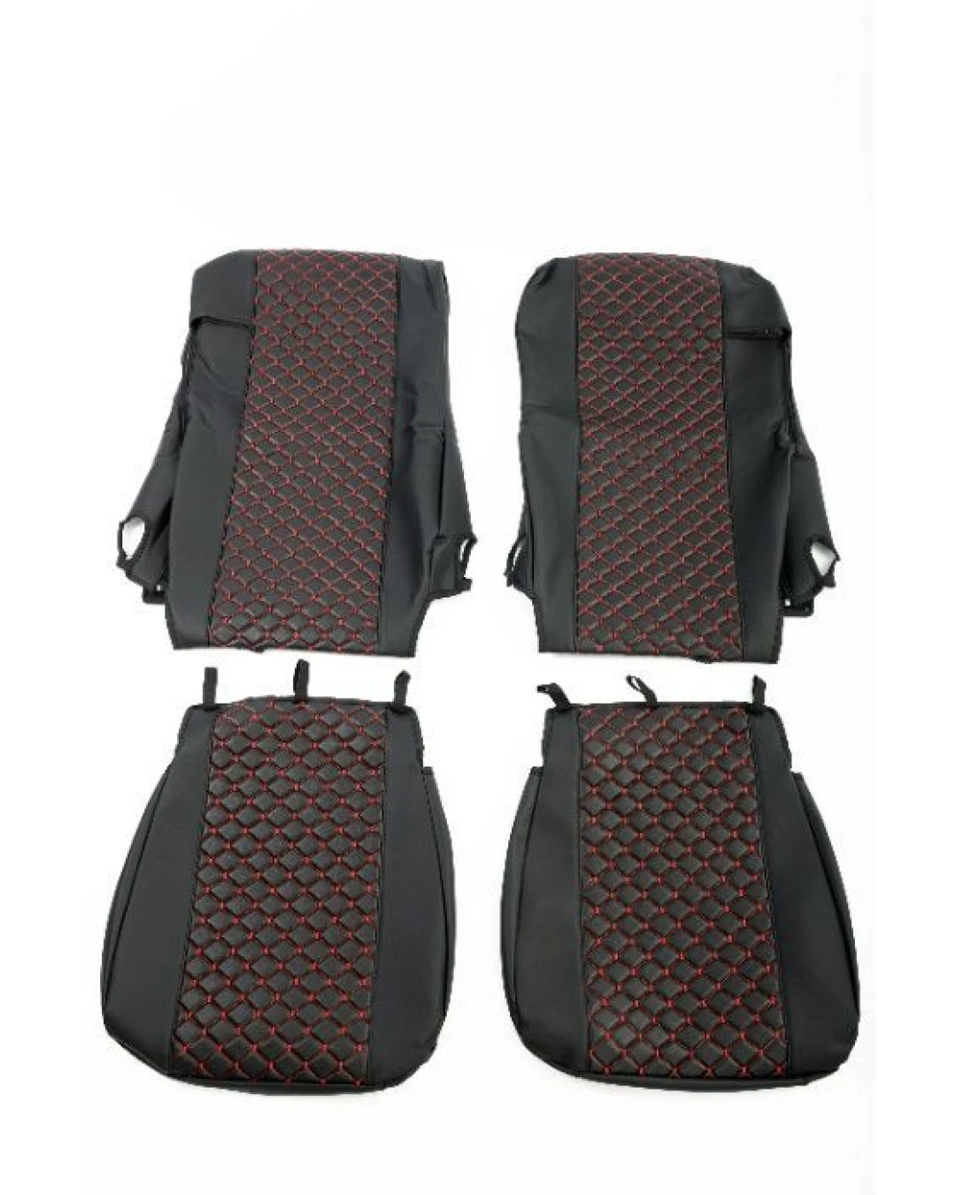 Комплект кожена тапицерия за даф daf xf 106 евро euro 6, черно/червено