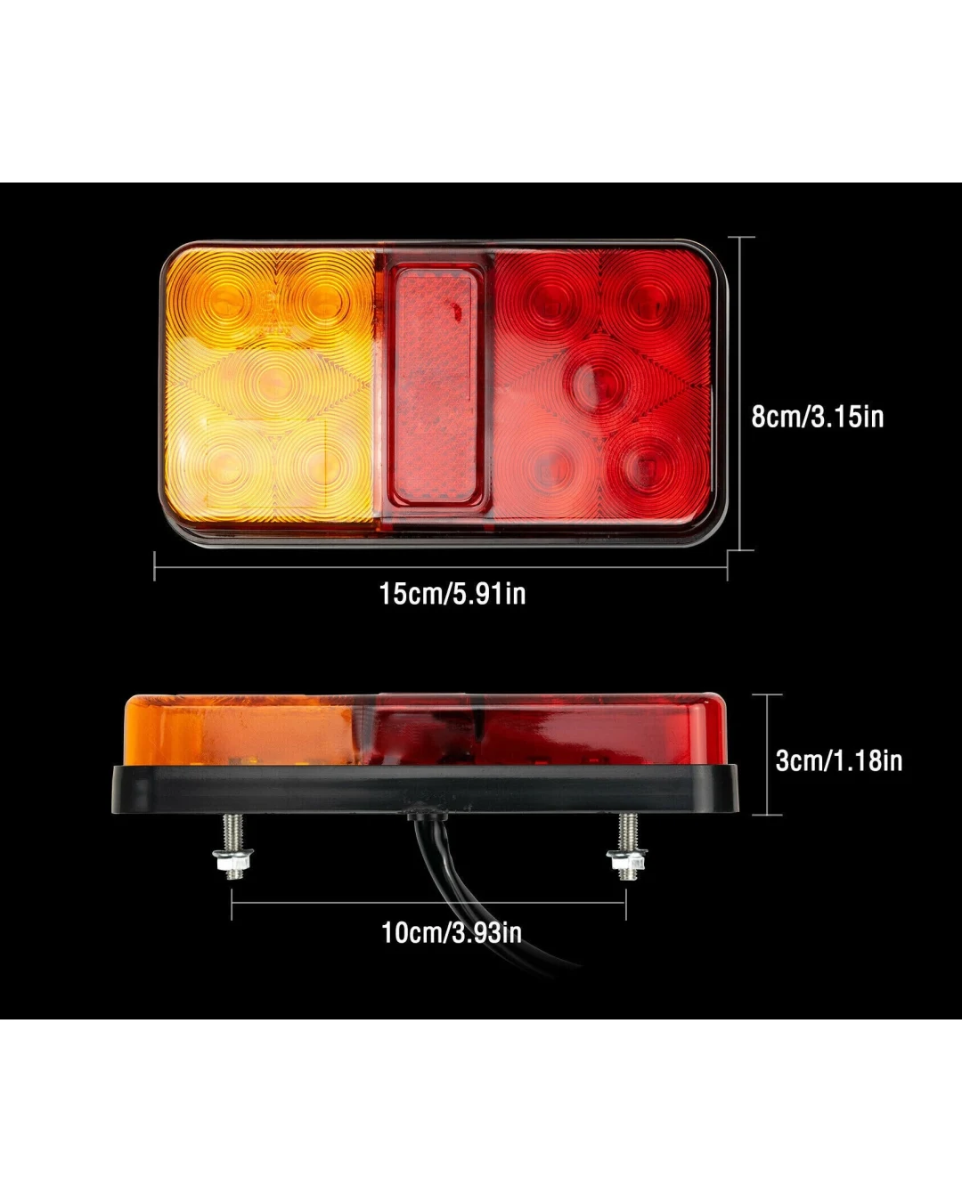 Комплект LED Диодни Стопове Стоп Задна Светлина Slim 12V За Камион Ремарке Бус Ван Каравана и др. 15 cm x 8 cm