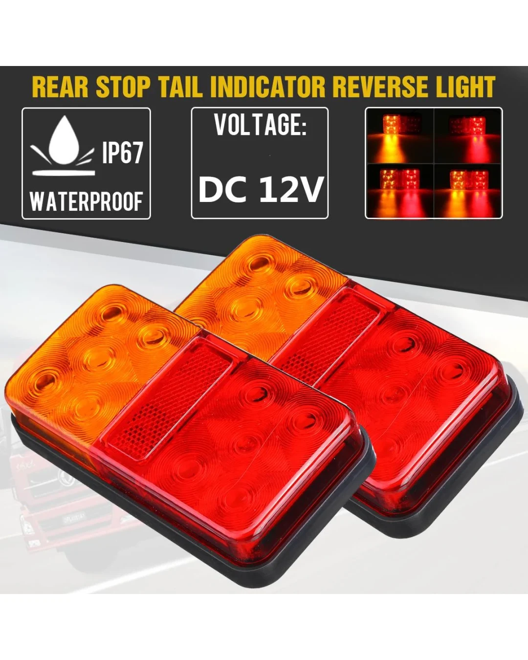 Комплект LED Диодни Стопове Стоп Задна Светлина Slim 12V За Камион Ремарке Бус Ван Каравана и др. 15 cm x 8 cm