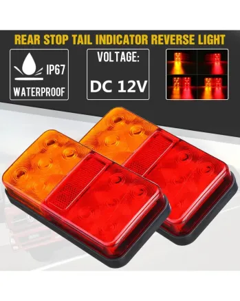 Комплект LED Диодни Стопове Стоп Задна Светлина Slim 12V За Камион Ремарке Бус Ван Каравана и др. 15 cm x 8 cm