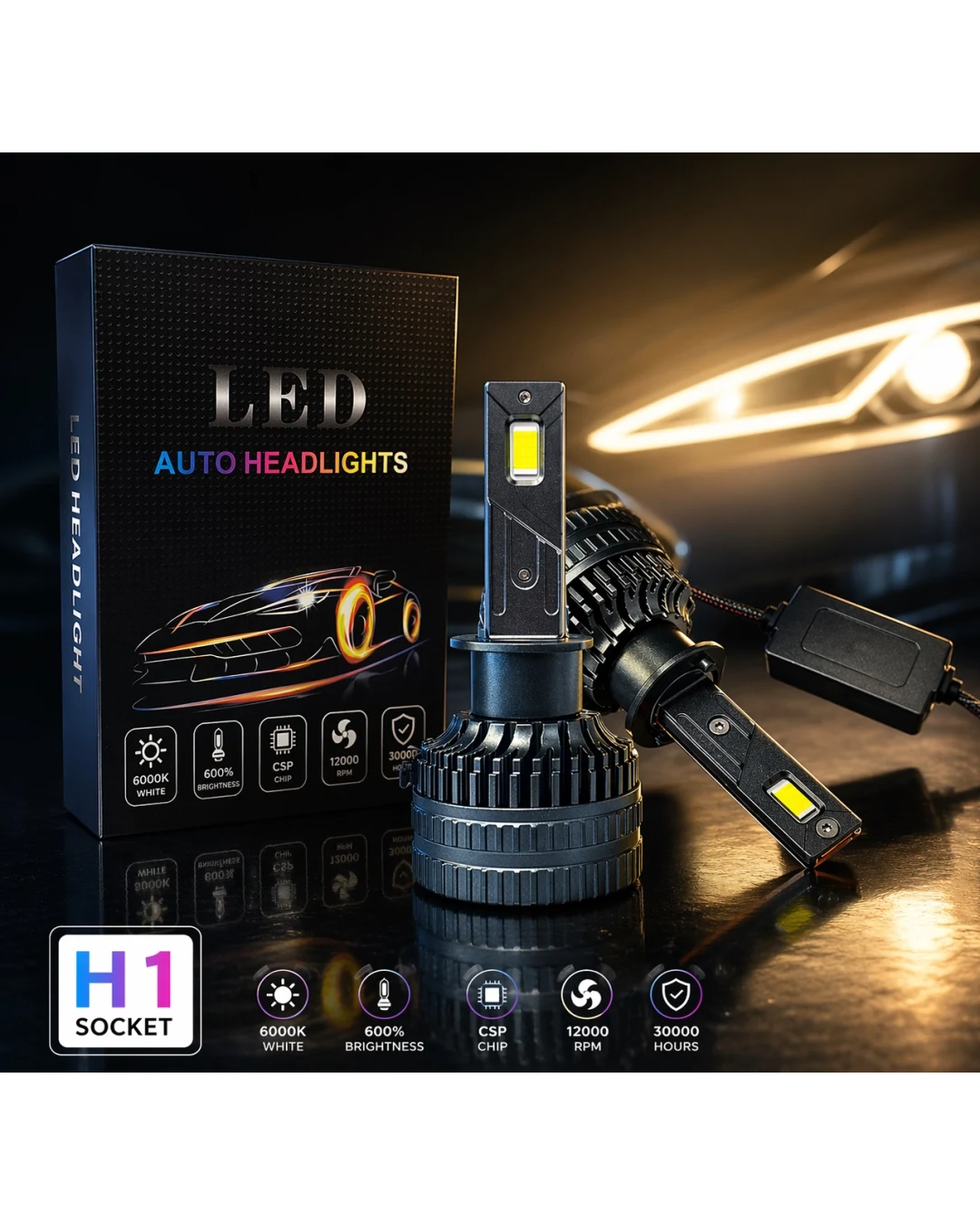 Комплект LED крушки H1 – 12V-24V 60W 6500LM 6000K CANBUS без грешки