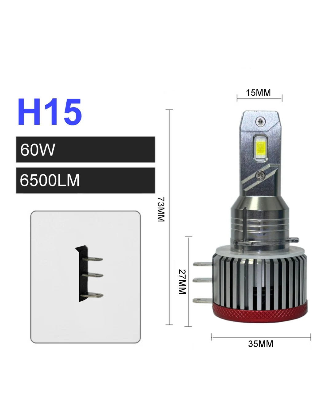 Комплект LED крушки H15 – 12V-24V 60W 6500LM 6000K CANBUS без грешки