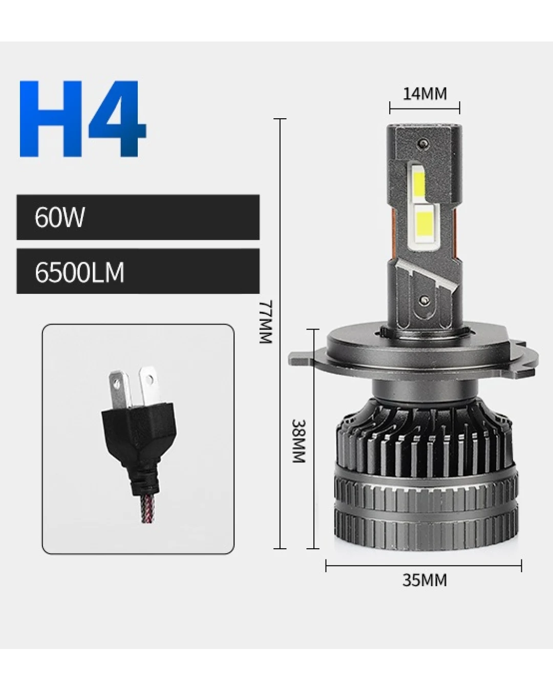 Комплект LED крушки H4 къси/дълги светлини – 12V-24V 60W 6500LM 6000K CANBUS без грешки