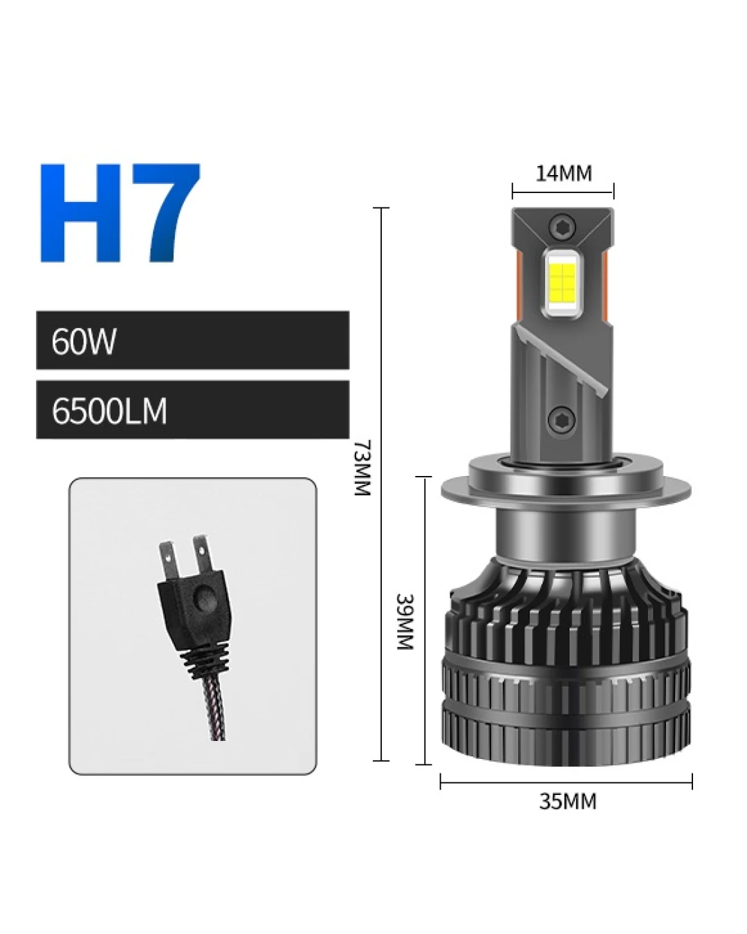 Комплект LED крушки H7 – 12V-24V 60W 6500LM 6000K CANBUS без грешки