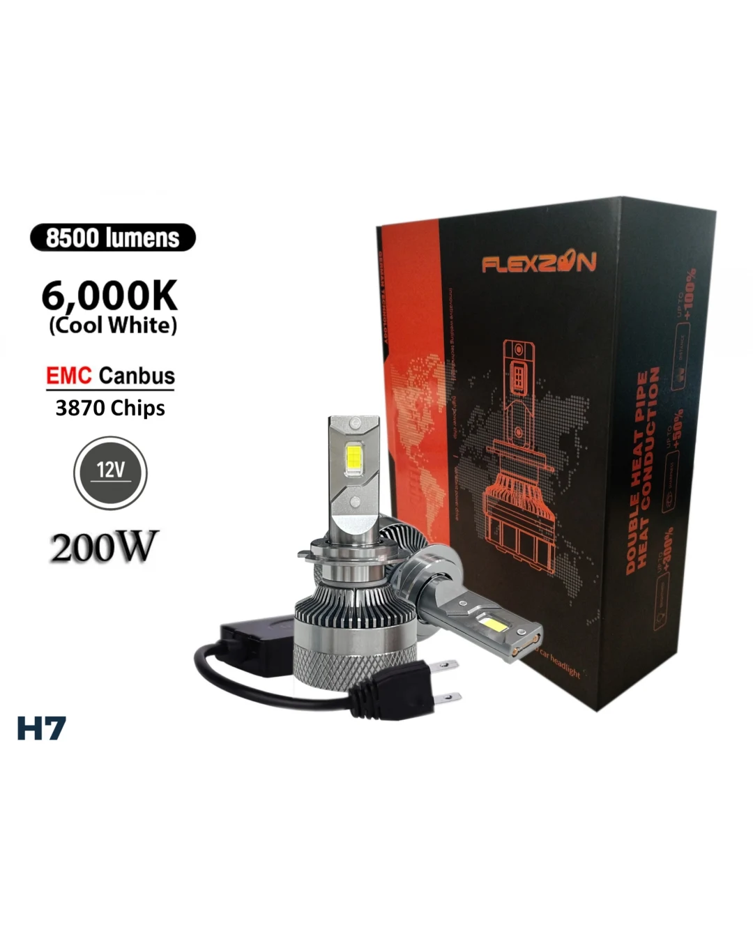 Комплект LED крушки H7 12V 200W 17000lm за фарове Canbus без грешки 6000К