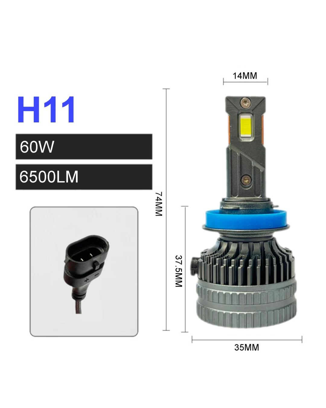 Комплект LED крушки H8 / H9 / H11 – 12V-24V 60W 6500LM 6000K CANBUS без грешки