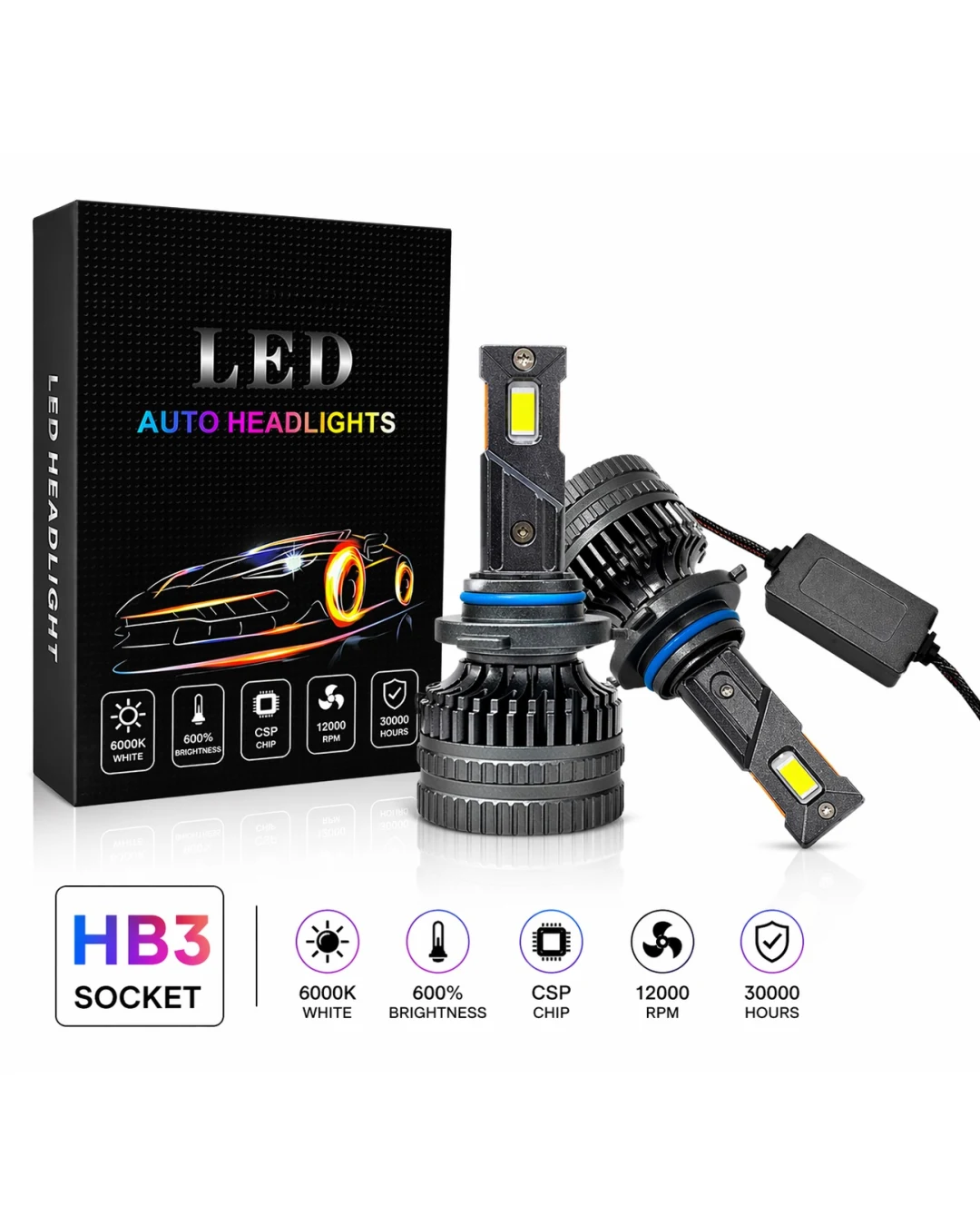 Комплект LED крушки HB3 – 12V-24V 60W 6500LM 6000K CANBUS без грешки