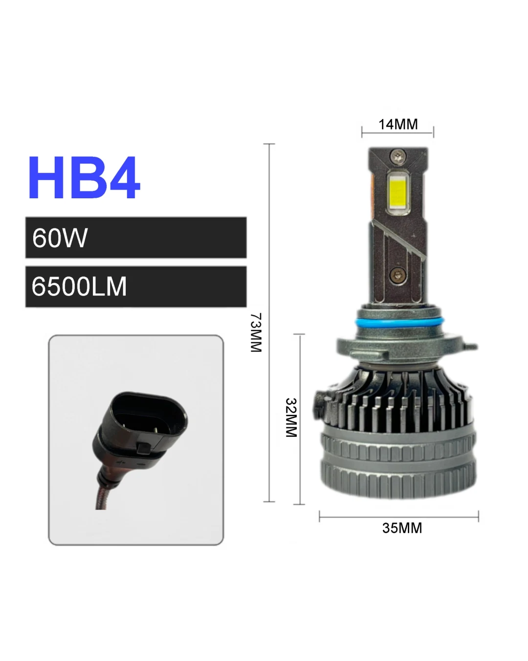 Комплект LED крушки HB4 – 12V-24V 60W 6500LM 6000K CANBUS без грешки