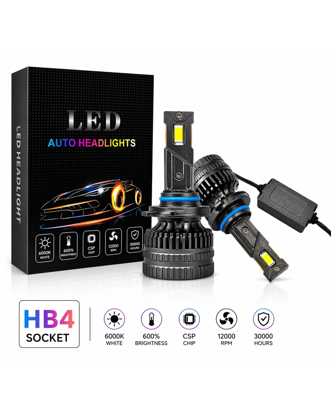 Комплект LED крушки HB4 – 12V-24V 60W 6500LM 6000K CANBUS без грешки