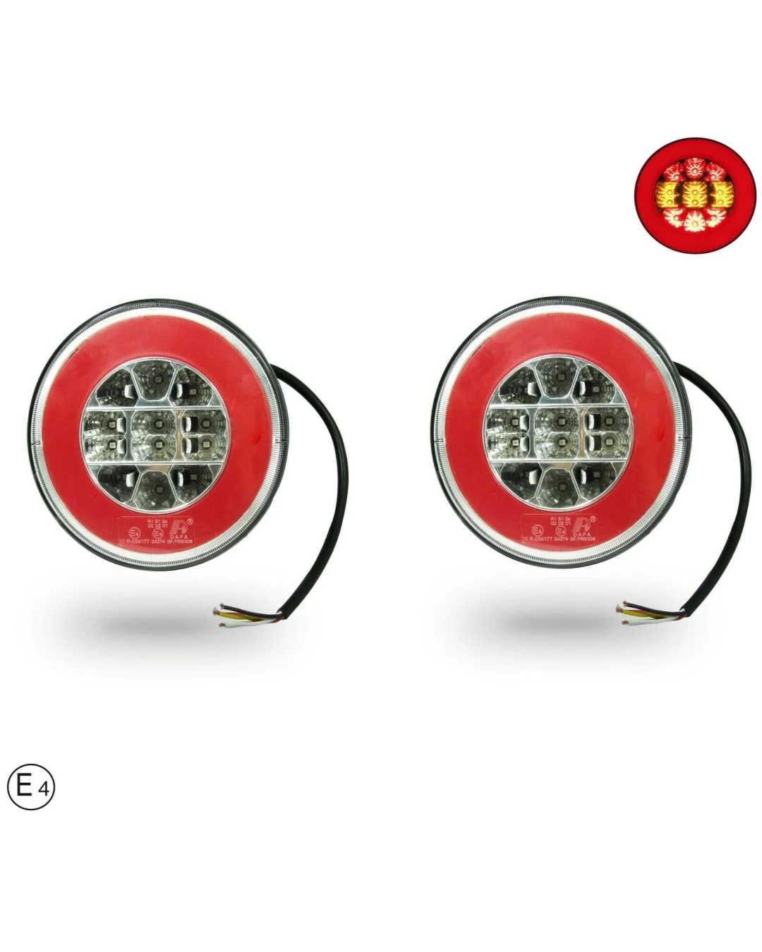 Комплект LED Светодиодни Стопове с Неон Ефект, Кръгли, Тип Хамбургер 12V-24V, E4, Ø14 см