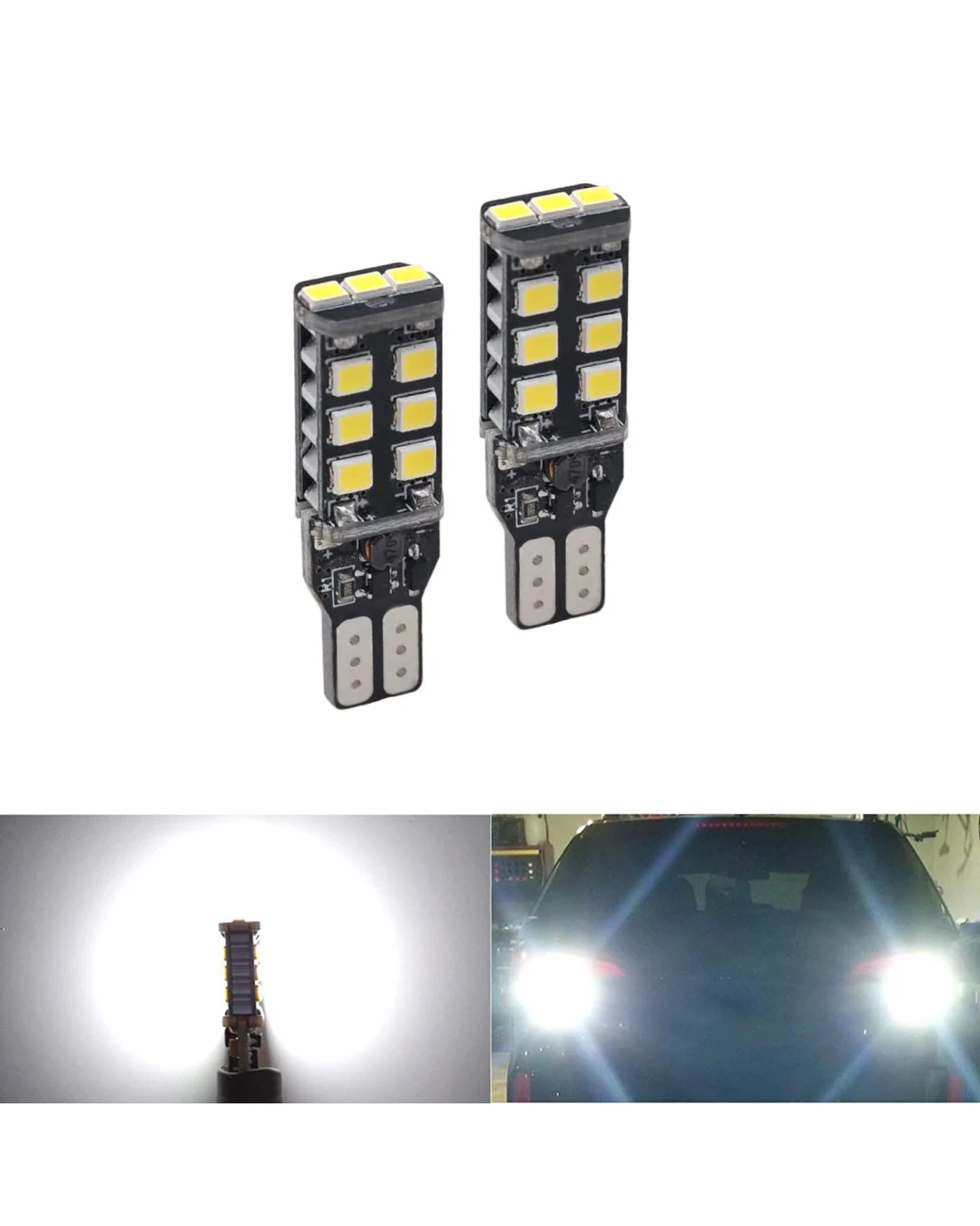 Комплект LED T10 Крушки за Задна Светлина - 6000K Бяла Светлина, 600LM (2 броя)