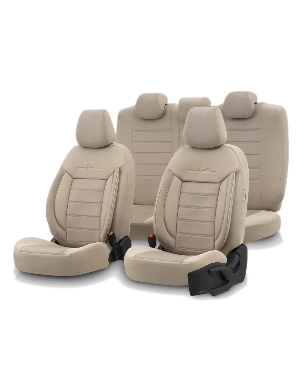 Комплект Луксозна Тапицерия OTOM текстил с еко кожа COMFORT LINE Design – Бежова с бежов шев, за Предни и Задни Седалки