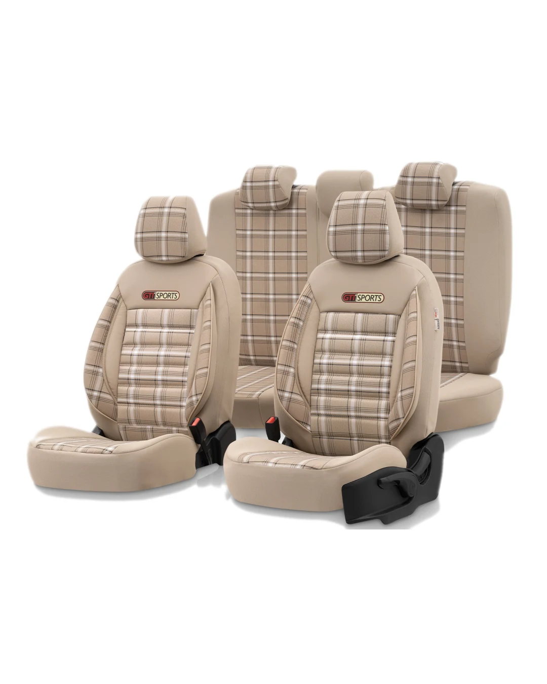 Комплект Луксозна Тапицерия OTOM текстил с еко кожа GTI SPORTS Design – Бежова с бежов шев, за Предни и Задни Седалки