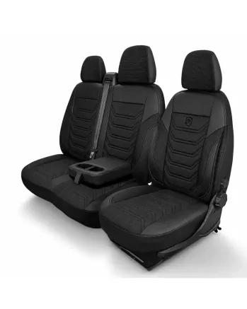 Комплект луксозна тапицерия PANDA за FIAT DUCATO / PEUGEOT BOXER / CITROEN JUMPER 2006-2024, Еко кожа и текстил, Черно/Сиво