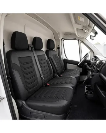 Комплект луксозна тапицерия PANDA за FORD TRANSIT CUSTOM MK2 2023-, Еко кожа и текстил, Черно/Сиво