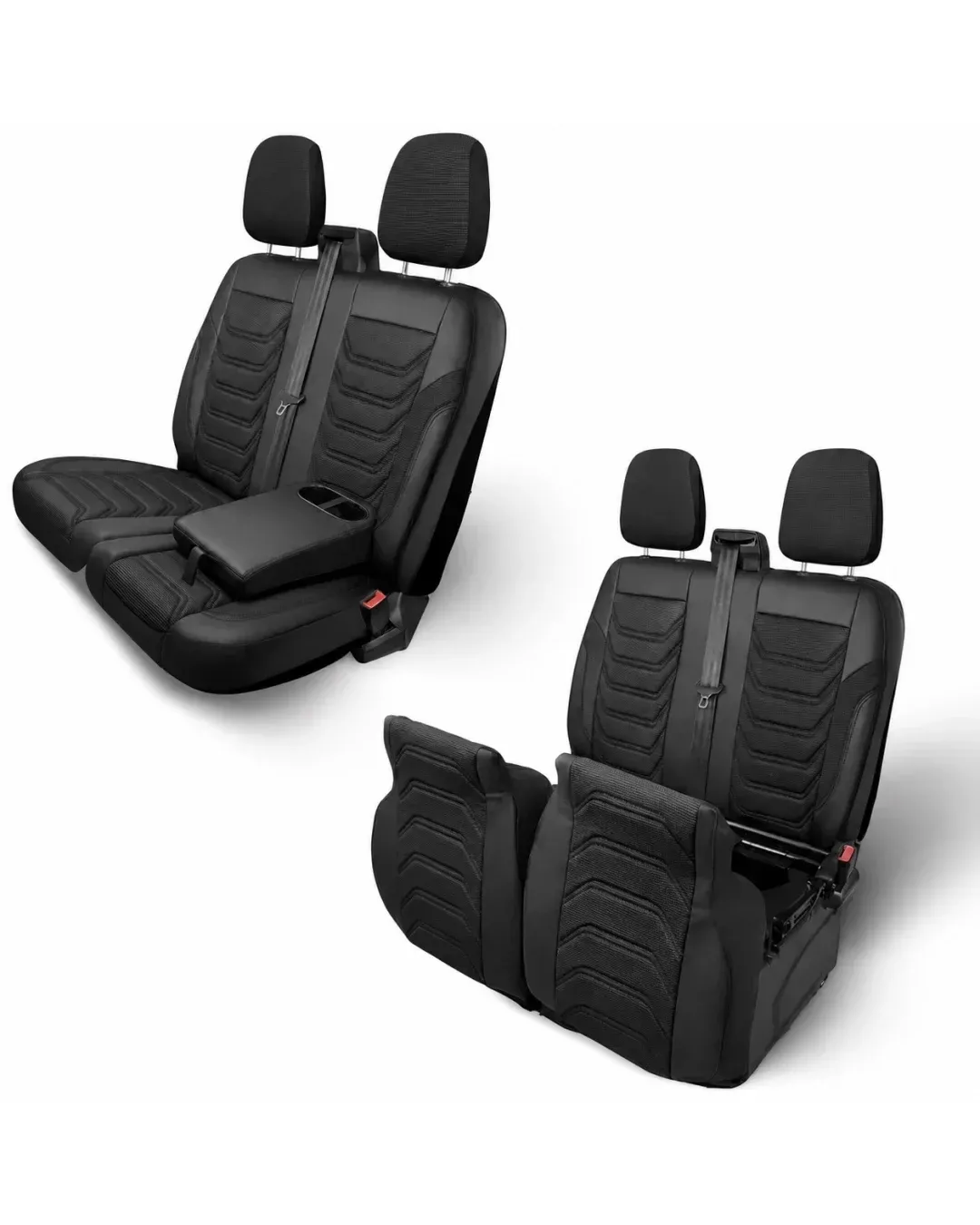 Комплект луксозна тапицерия PANDA за FORD TRANSIT MK8 2014-2023, Еко кожа и текстил, Черно/Сиво