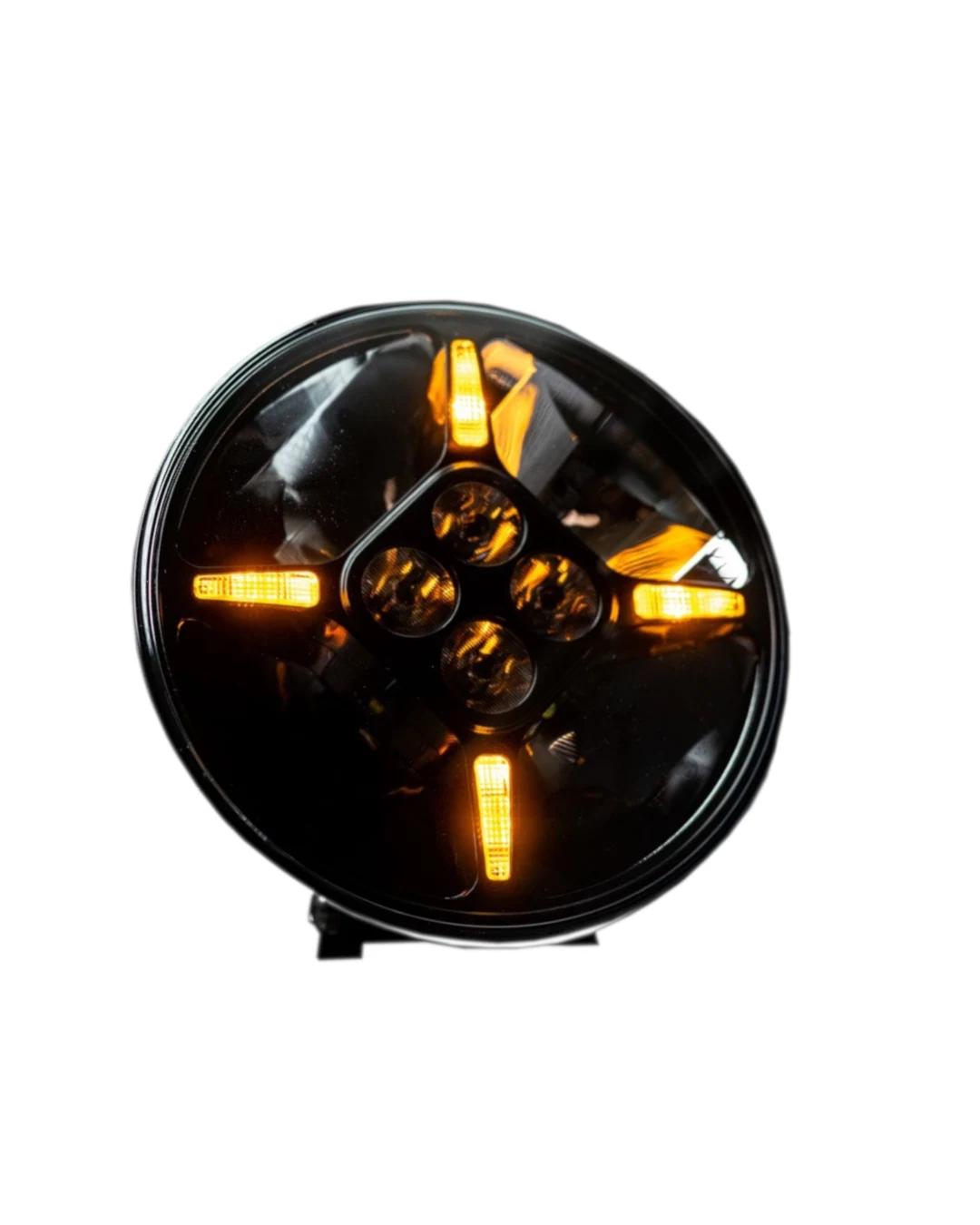 Комплект от 2 бр. LED Диодни Халогени, Фарове, с DRL, бяло-жълт цвят, Ø 218 мм, 12V-24V, 120W, За Джип, Камион, Трактор, Багер, Земеделски Машини и др.