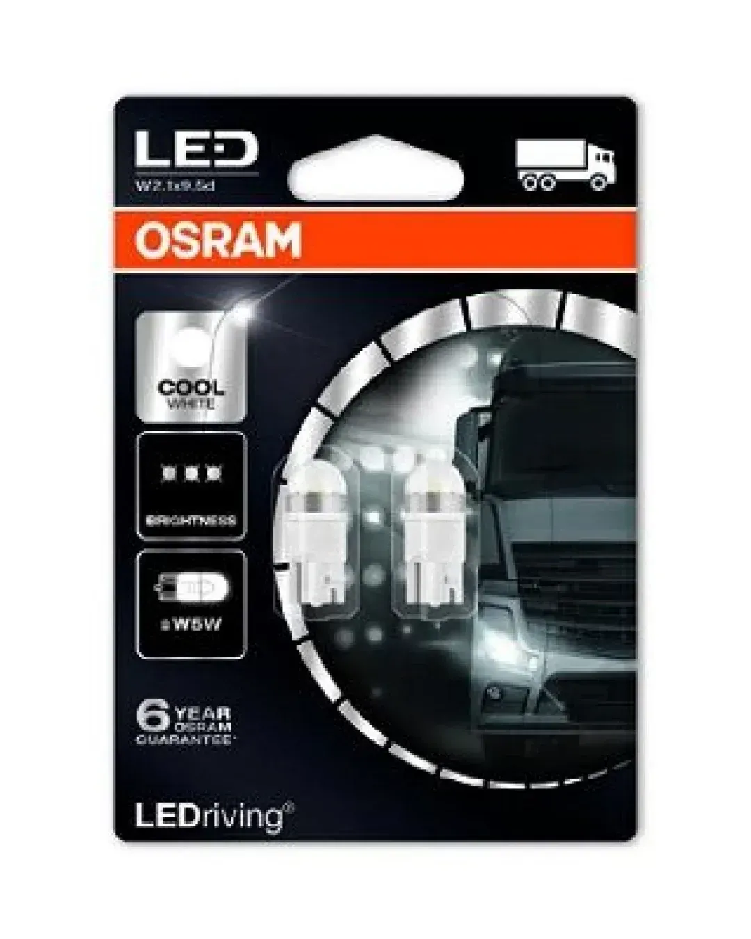 Комплект от 2 бр. LED крушки Osram W5W SL 6000K, 24V, 1W Студено бяла