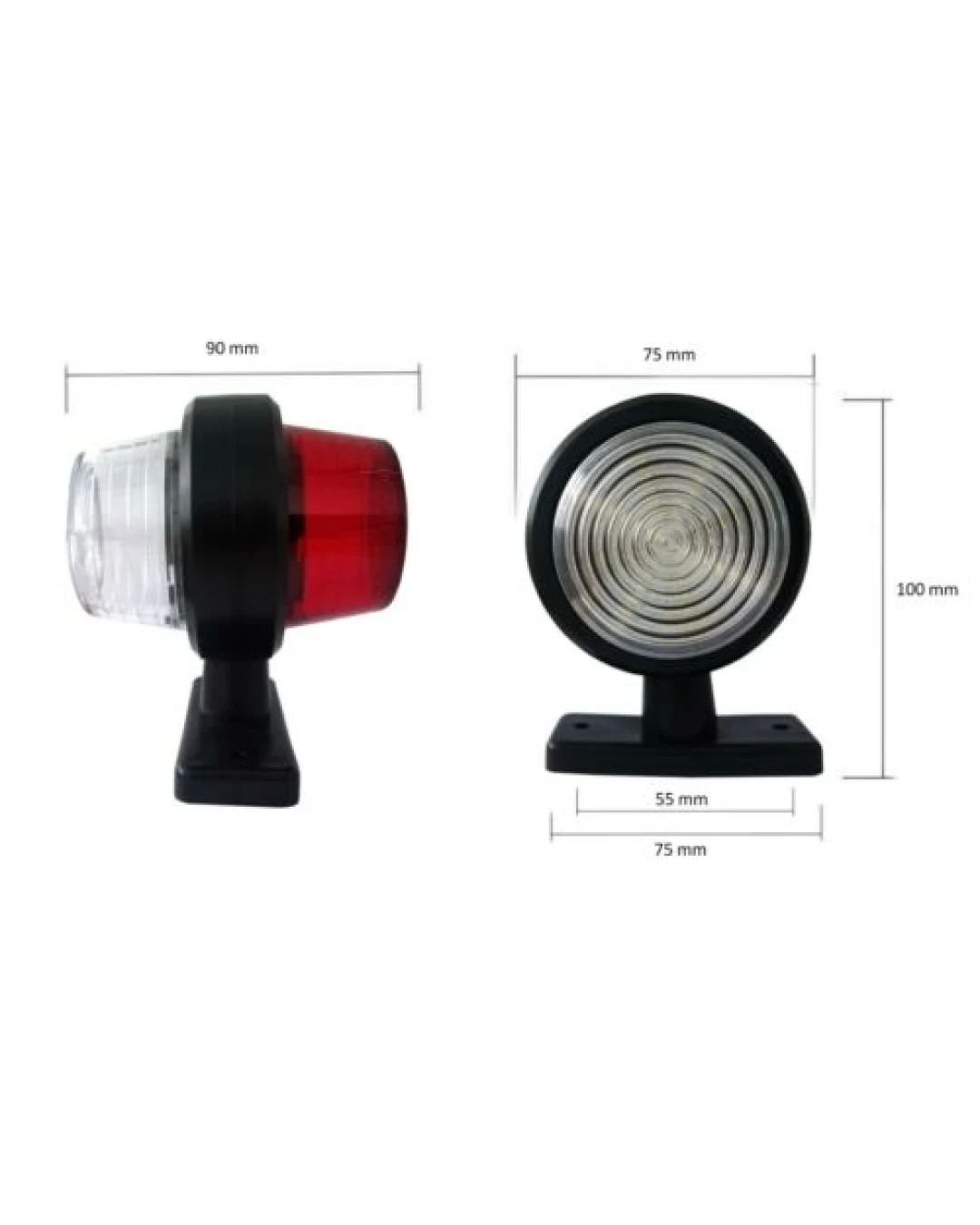 Комплект от 2 броя 12-24V ЛЕД LED Диодни Странични Маркери, Рогчета, Светлини За Камион, Ремарке, Каравана, Кемпер АТВ и др., бяло-червено