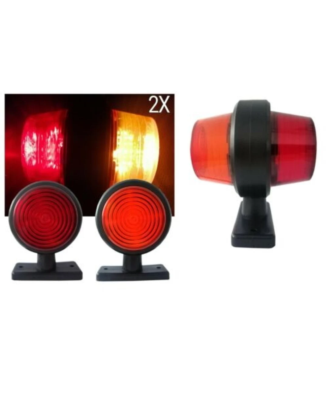 Комплект от 2 броя 12-24V ЛЕД LED Диодни Странични Маркери, Рогчета, Светлини За Камион, Ремарке, Каравана, Кемпер АТВ и др., червено-оранжево