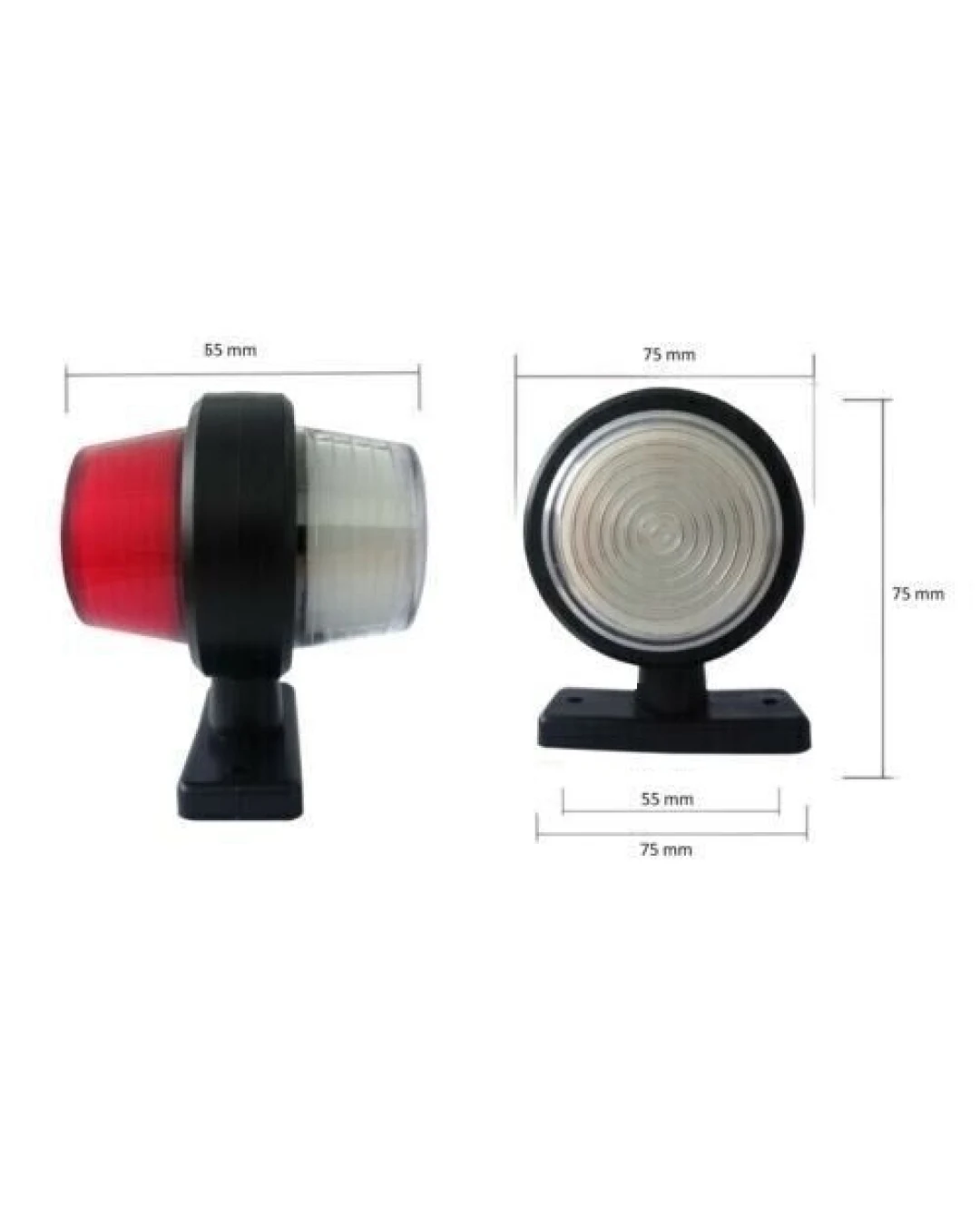 Комплект от 2 броя 12-24V ЛЕД LED Диодни Странични Маркери Рогчета Светлини неон ефект За Камион Ремарке Каравана Кемпер АТВ бяло-червено