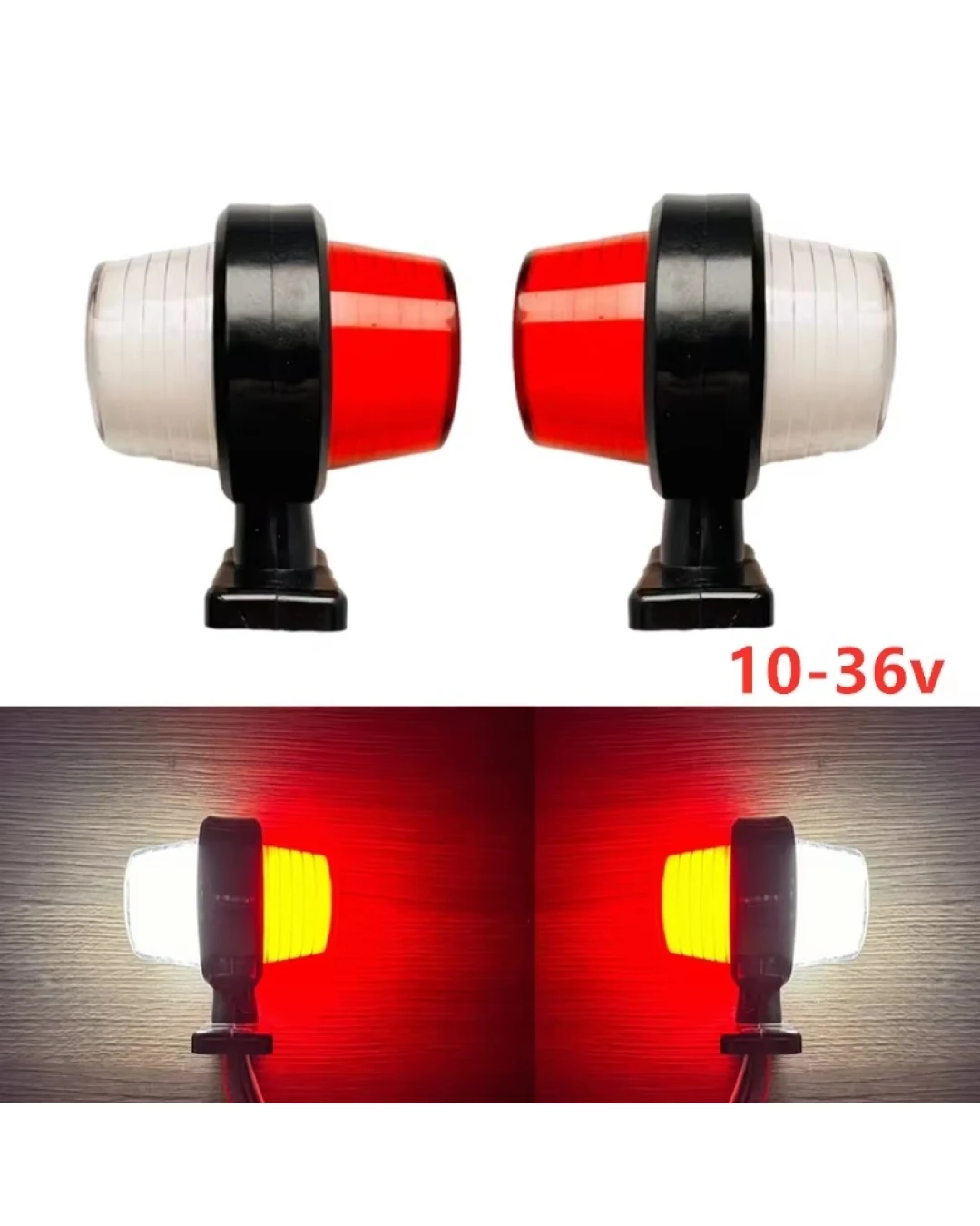 Комплект от 2 броя 12-24V ЛЕД LED диодни странични маркери рогчета светлини за камион ремарке каравана кемпер АТВ бяло-червено