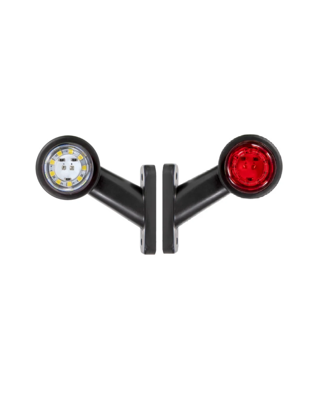 Комплект от 2 броя 12- 24V LED ЛЕД къси мини странични габаритни светлини тип рогче въртящи се с ротация за камион ремарке платформа каравана и др. бяло-червен 80 X 60 mm