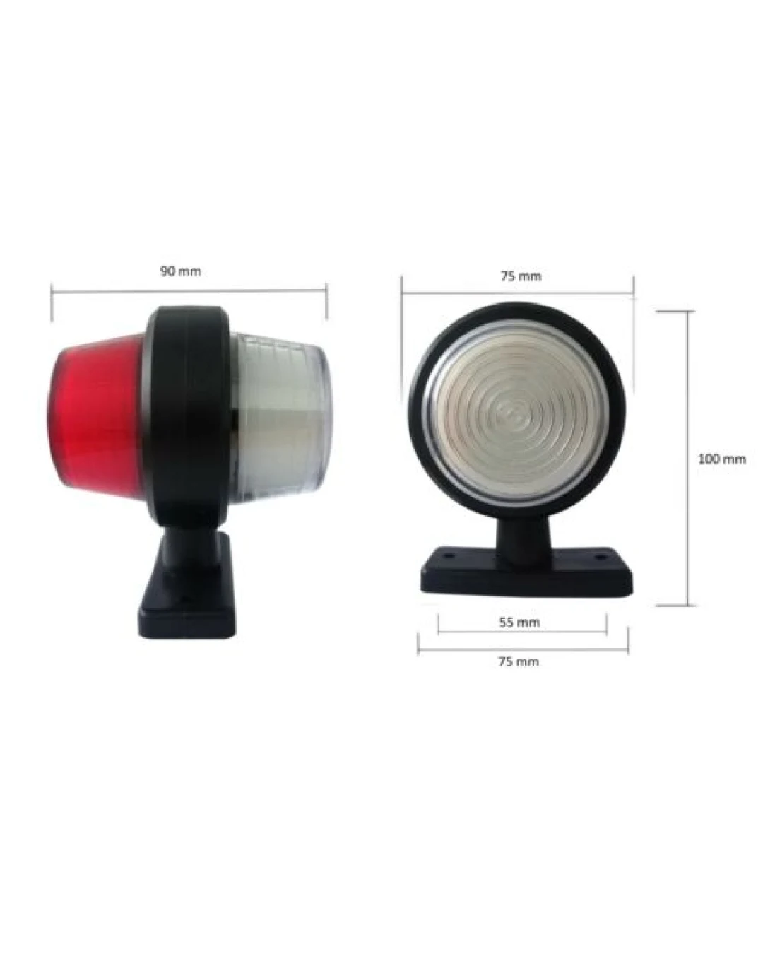 Комплект от 2 броя 12-24V висококачествени ЛЕД LED Диодни Странични Маркери, Рогчета, Светлини За Камион, Ремарке, Каравана, Кемпер АТВ и др., Неон Neon Ефект бяло-червено