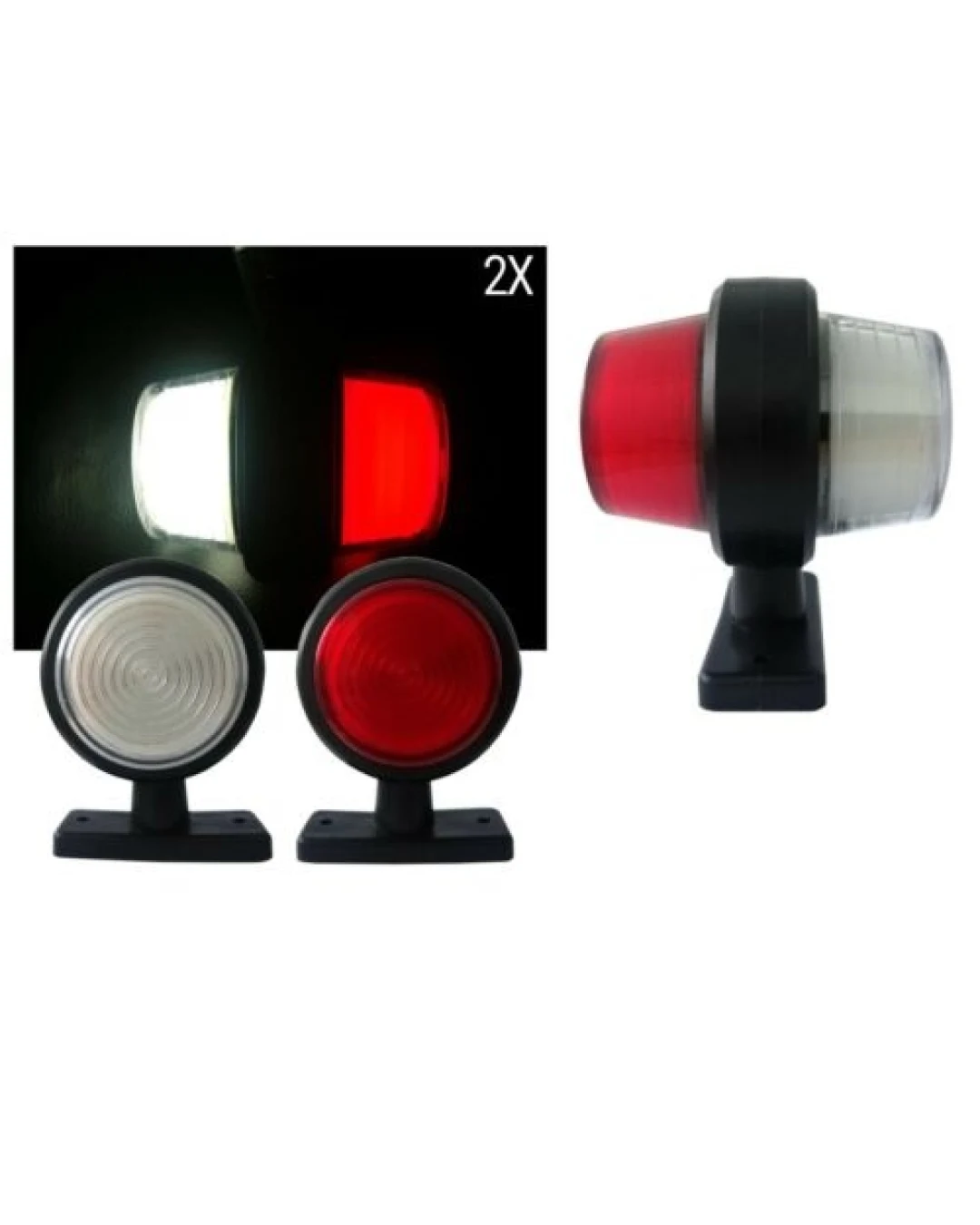 Комплект от 2 броя 12-24V висококачествени ЛЕД LED Диодни Странични Маркери, Рогчета, Светлини За Камион, Ремарке, Каравана, Кемпер АТВ и др., Неон Neon Ефект бяло-червено