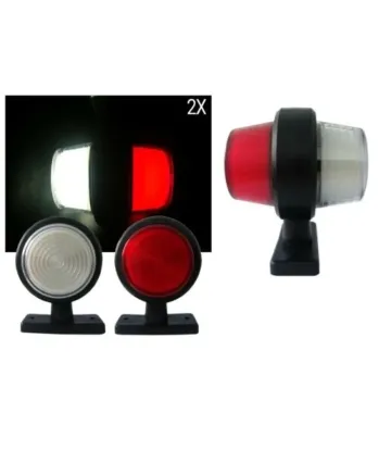 Комплект от 2 броя 12-24V висококачествени ЛЕД LED Диодни Странични Маркери, Рогчета, Светлини За Камион, Ремарке, Каравана, Кемпер АТВ и др., Неон Neon Ефект бяло-червено